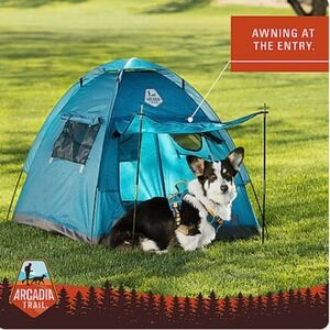 Arcadia Trail Ultimate Shade Tent Blue Topo Waterproof UV Protection Dog Pet NEW